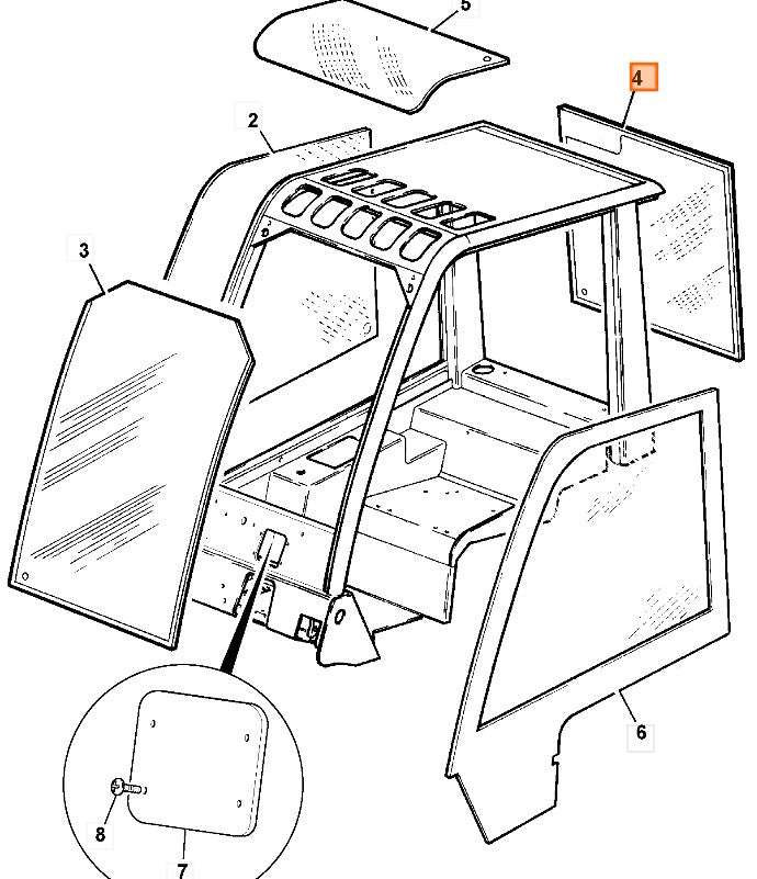 JCB TLT Rear Glass