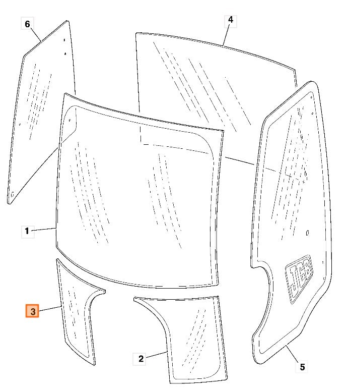 JCB 406 - Glass Front Lower Right Side