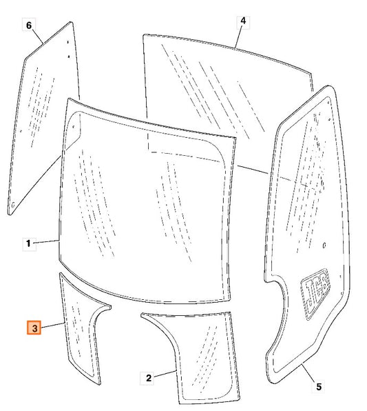 JCB 406 - Glass Front Lower Right Side