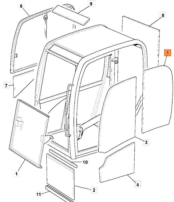 JCB L/H Rear Quarter Glass