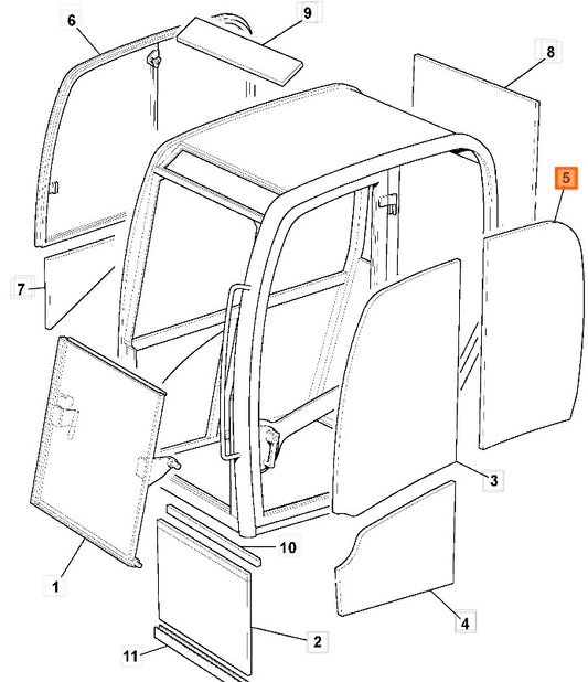 JCB L/H Rear Quarter Glass