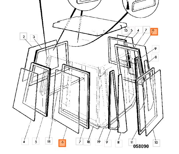 JCB Rear Side Glass