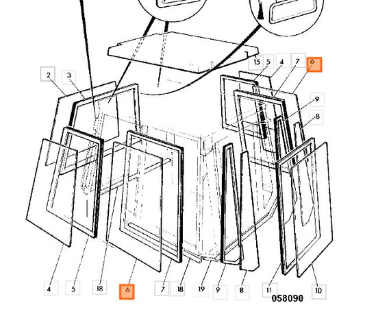 JCB Rear Side Glass